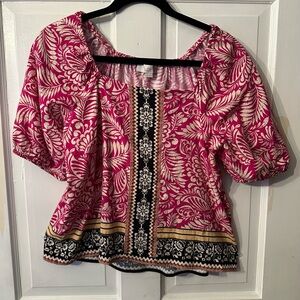 LOF Pink and Black Patterned Blou